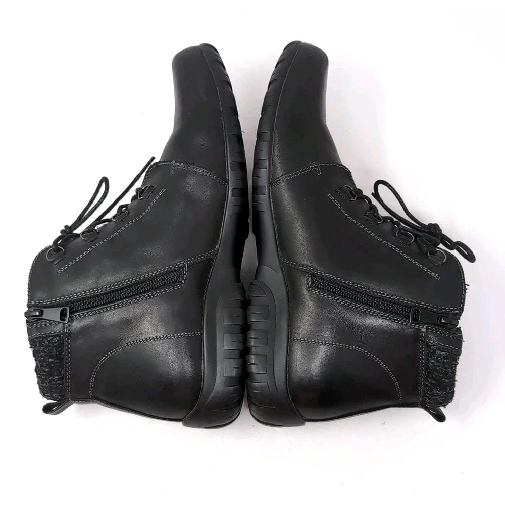 Propet Delaney Ankle Bootie Boots Women 11N (AA) Black Leather Zip/Lace WFV002L‎